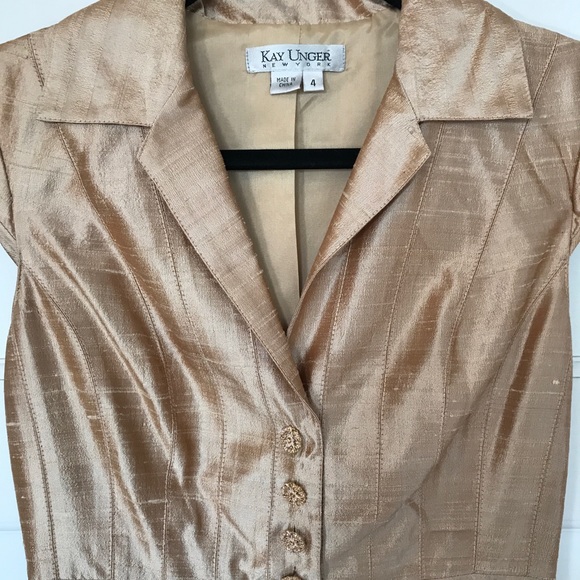 Kay Unger Gold Silk Cocktail Dress - Picture 2 of 5